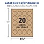 Avery Laser/Inkjet Circle Multipurpose Labels, 1-2/3" Dia., Kraft Brown, 300 Labels/Pack ( 94508)~#|#~B42811D1-87BF-46C5-BB21E8216802AB3F_sc7