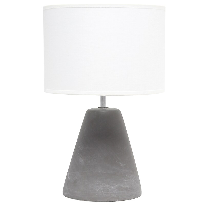 Creekwood Home Tapered Concrete 14.37" LED Table Lamp, White (CWT-1010-WH) image 1