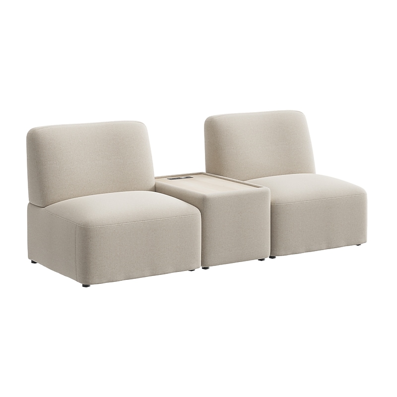 Bush Business Furniture Assemble 2 Seater Sectional with Power/USB, Oat Fabric (ASM001OTF) image 1