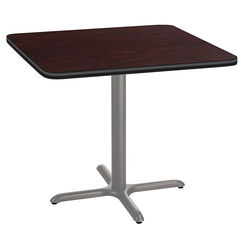 NPS CT Series 36" Square 30" Height Cafe Table, X Base, Grey Frame/Mahogany Top (CTG33636XDPBTMMY) image 1