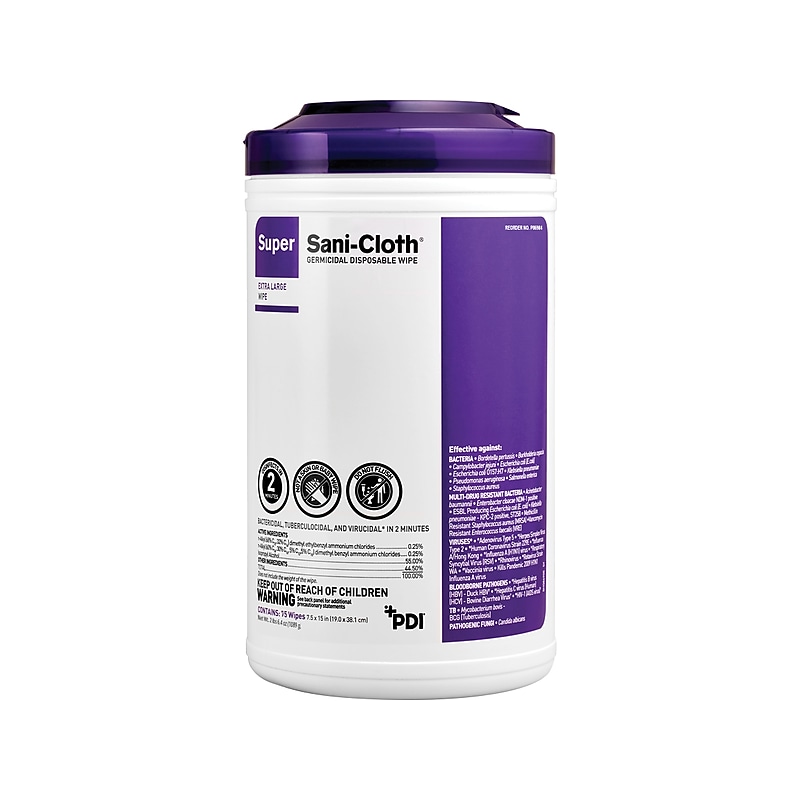 PDI Super Sani-Cloth Disinfecting Wipes, 75 Wipes/Container (P86984) image 1