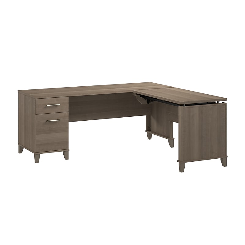 Bush Furniture Somerset 72"W 3 Position Sit to Stand L Shaped Desk, Ash Gray (SET014AG) image 1