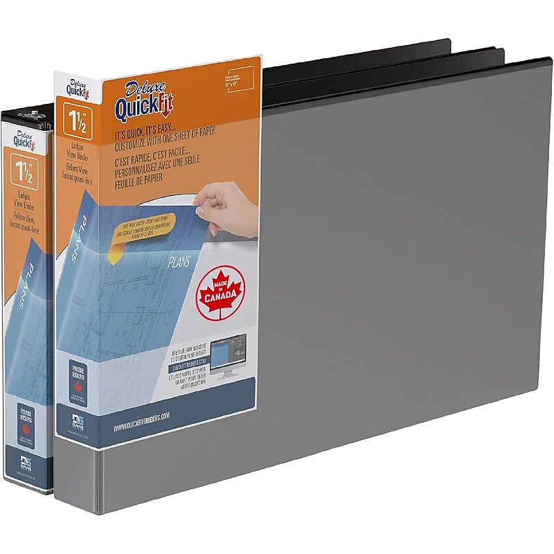 Davis Group QuickFit Heavy Duty 1 1/2" 3-Ring Standard Binders, D-Ring, Black, 2/Pack (94021-02) image 1