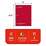 TRU RED 3‑Subject Notebook, 8” x 10.5”, Wide Ruled, 120 Sheets, Assorted Colors, 3‑Pack~#|#~B44608DE-AEE3-458B-96E2FDCDFFA81DBC_sc7