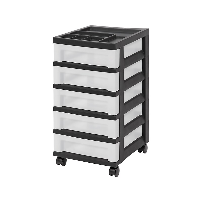 Iris 5-Drawer Storage Cart, Black/Translucent White (585006) image 1