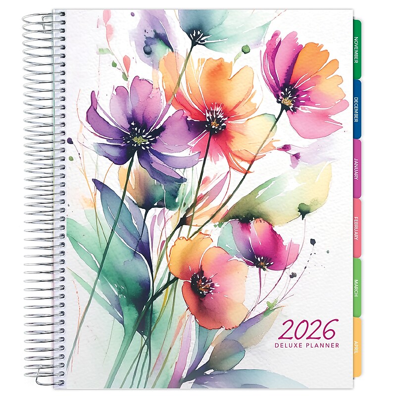 2026 Global Printed Products Rainbow Floral 8.5" x 11" Weekly & Monthly Planner, Paperboard Cover (NRY26-DCY-53) image 1