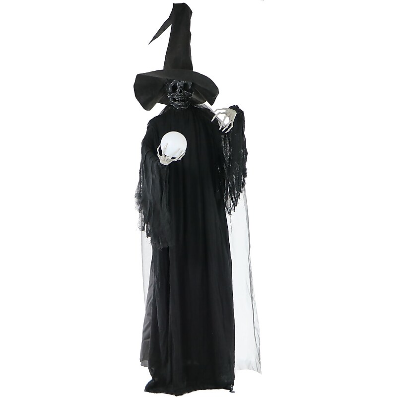 Haunted Hill Farm Life-Size Poseable Phantom Witch with Crystal Ball (HHWITCH-2FL) image 1