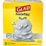 Glad ForceFlex OdorShield 13 Gallon Kitchen Trash Bag, 23.75" x 25.4", Low Density, 0.72 mil, Gray, 120 Bags/Box (79158)~#|#~B44A7C07-D631-46DF-8FBD2463DCD90F4A_sc7