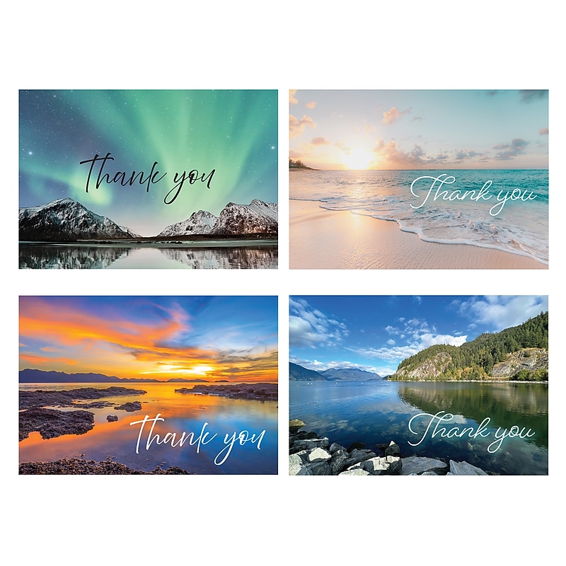 Great Papers Scenic Water Collection General Use Thank You Notecard Kits, Multicolored, 20/Pack (2025024) image 1