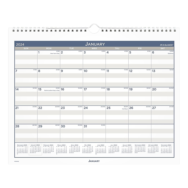 2024 AT-A-GLANCE Multi-Schedule 15" x 12" Monthly Wall Calendar, White/Blue (PM22MS-28-24) image 1
