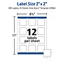 Avery Print-to-the-Edge Laser/Inkjet Square Labels, 2" x 2", White, 300 Labels/Pack (22806)~#|#~B44EAF8C-7DAC-47CA-AF136D5E0981A38D_sc7