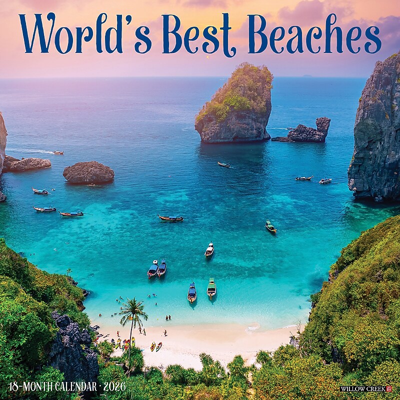 2026 Willow Creek World's Best Beaches 12" x 12" Monthly Wall Calendar (55670X) image 1