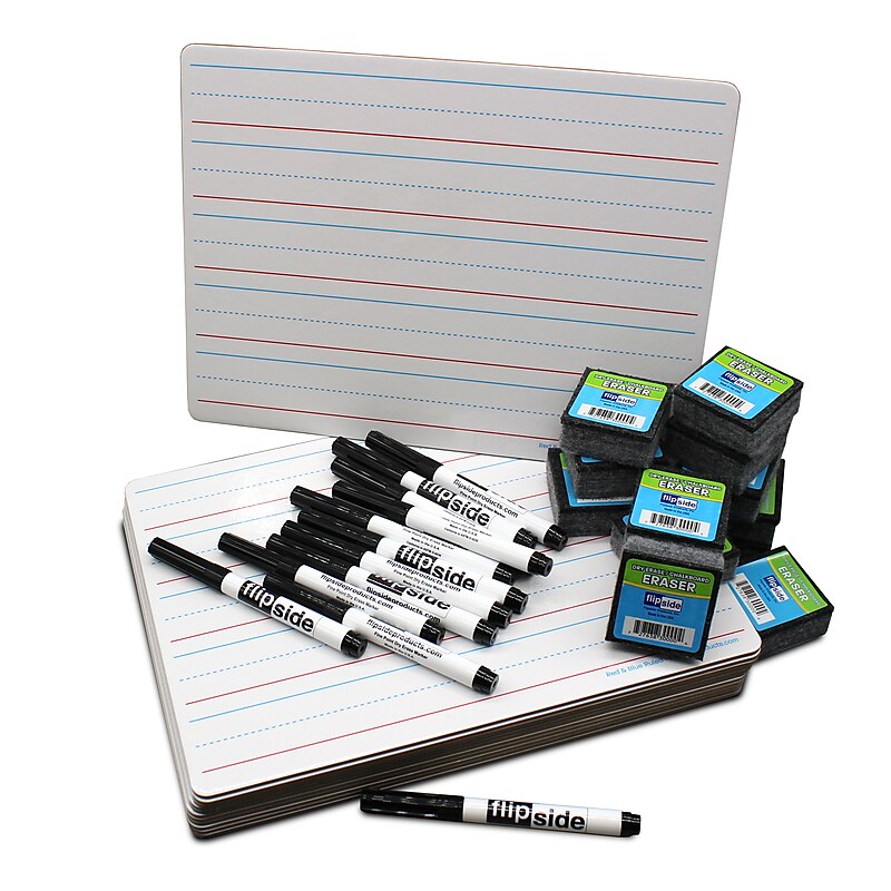 Flipside Dry-Erase Mobile Whiteboard with Eraser and Pen, 0.75' x 1', 12/Pack (21034) image 1