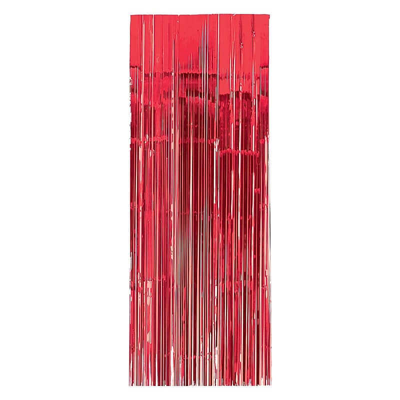 Party City Foil Fringe Curtain, Red (AM24200-40-NS) image 1