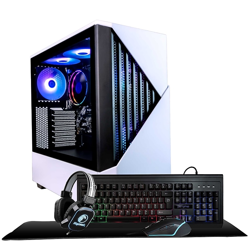 Periphio Castle Gaming Desktop Computer, AMD Ryzen 5, Radeon Vega 7, 16GB RAM, 1TB SSD, Windows 11, Keyboard + Mouse + Headset image 1