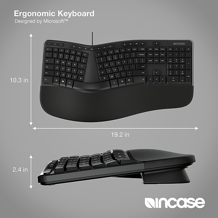Incase Designed by Microsoft Wired Ergonomic Keyboard, Black (LXM