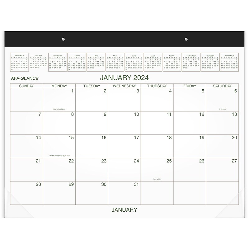 2024 AT-A-GLANCE 21.75" x 17" Monthly Desk Pad Calendar, Green/Brown (GG2500-00-24) image 1