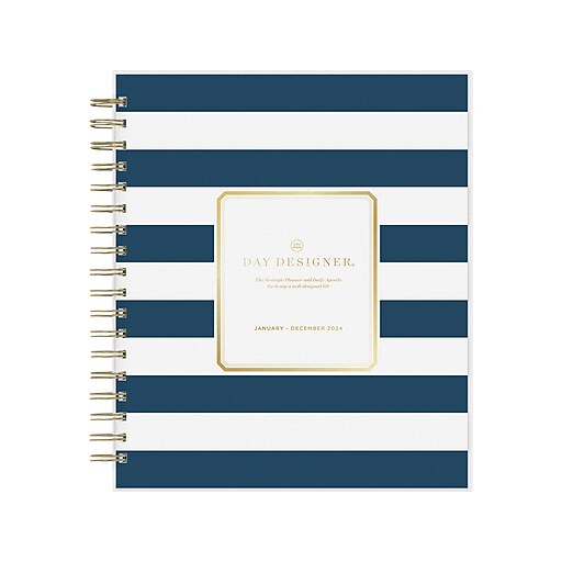 2024 Blue Sky Day Designer Navy Stripe 8" x 10" Daily & Monthly Planner