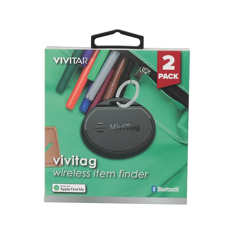 Vivitar ViviTag Bluetooth Tracker, Black, 2/Pack (V90027PK2-BLK-STK-24) image 1