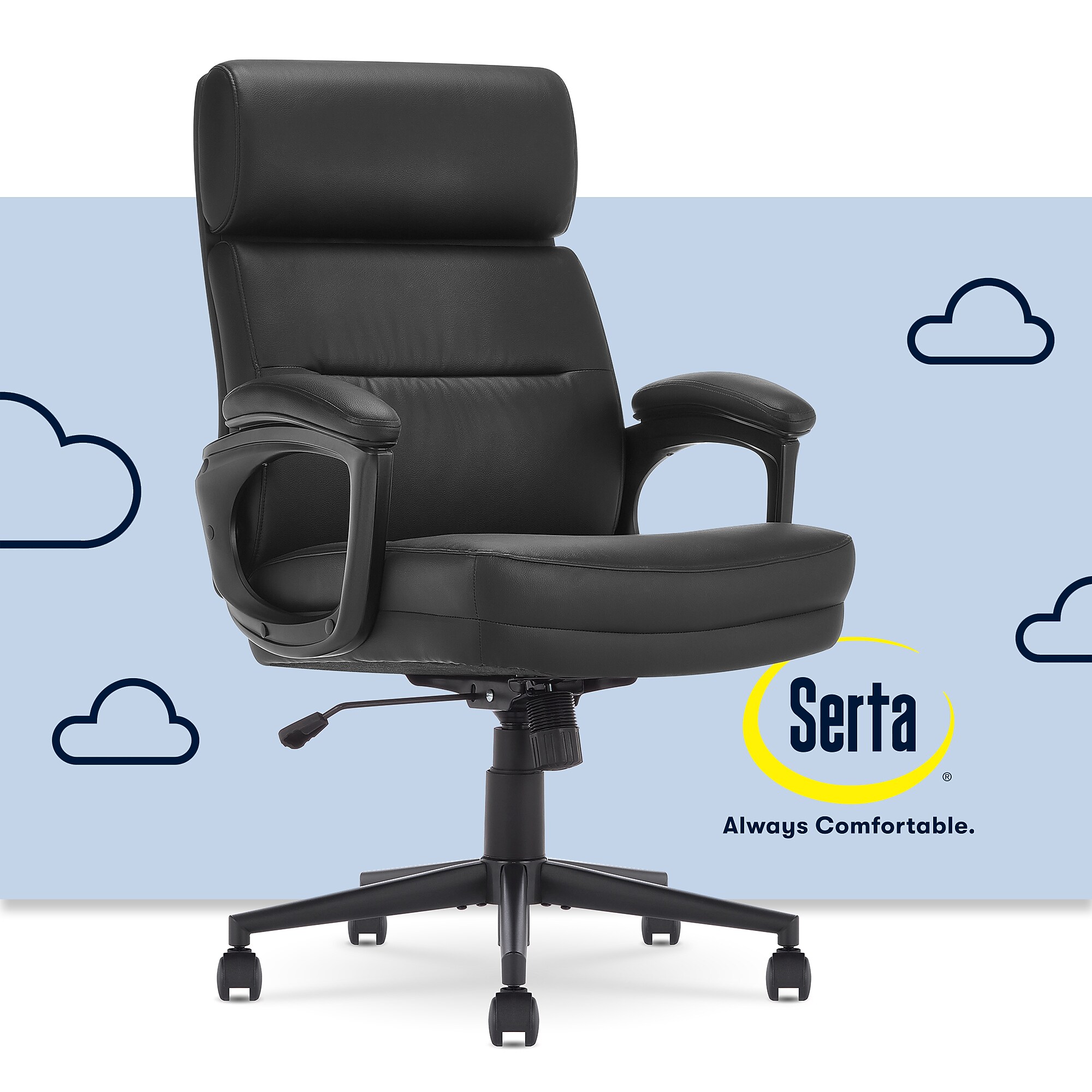 Serta Comfort Ergonomic Bonded Leather Swivel Executive Chair, Black (CHR10130A) Sansujyuku sansujyuku.com
