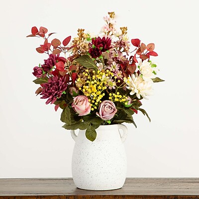Nearly Natural 25" Mixed Flower Arrangement in Ceramic Vase