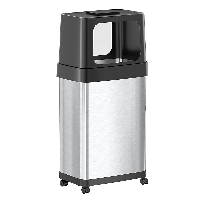 iTouchless Stainless Steel Trash Can with Dual Side Entry Lid, 18-Gallon, Brushed (IT18DPS) image 1