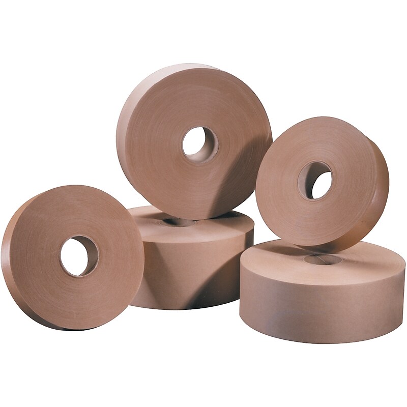 Tape Logic #6000 Non Reinforced Water Activated Tape, 3" x 600', Kraft, 10/Case (T36000) image 1