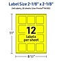 Avery Square Laser/Inkjet Multipurpose Labels, 2-1/8" x 2-1/8", Neon Yellow (240/Pack)~#|#~B489543C-41C5-4BB9-8BF01EBAC21FBDF6_sc7