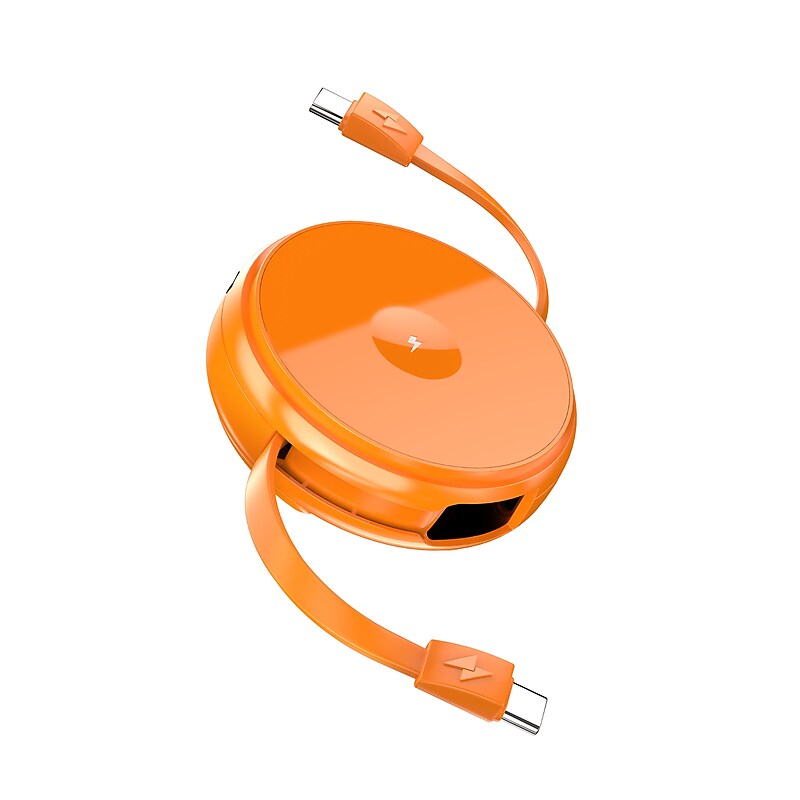 Function101 2-in-1 3.6 ft. Retractable USB-C Cable with Wireless Charger, Orange (F101-RCOR2) image 1