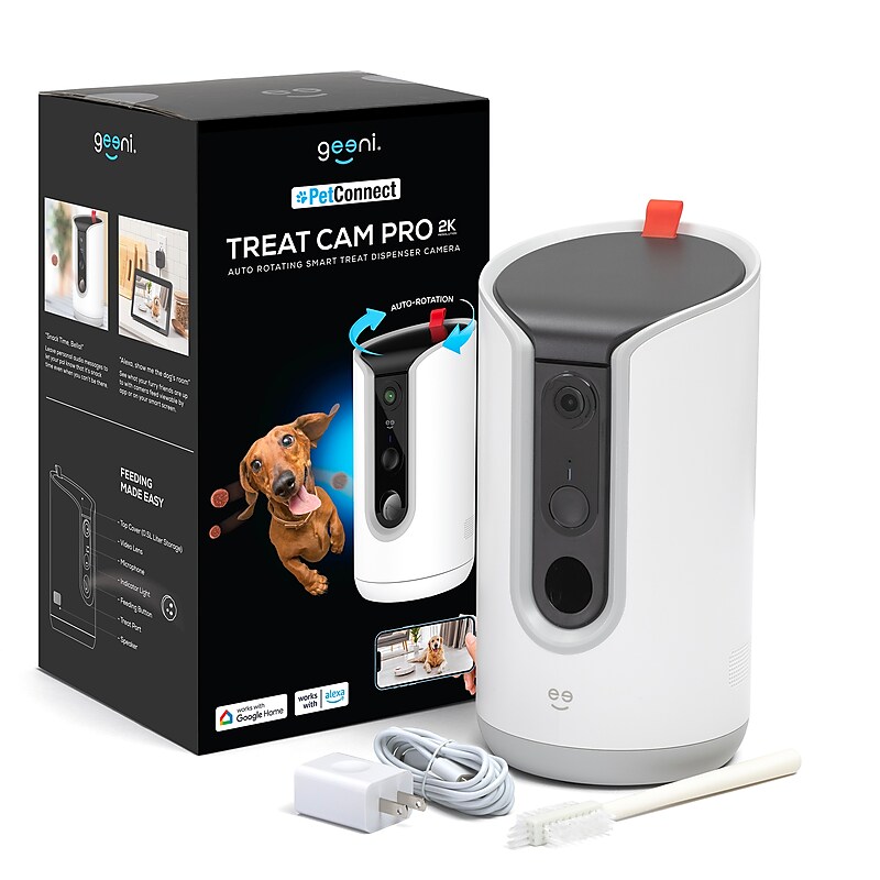 GEENI Smart Wi-Fi Pet Treat Feeder with Camera, White (GN-WP005-199) image 1