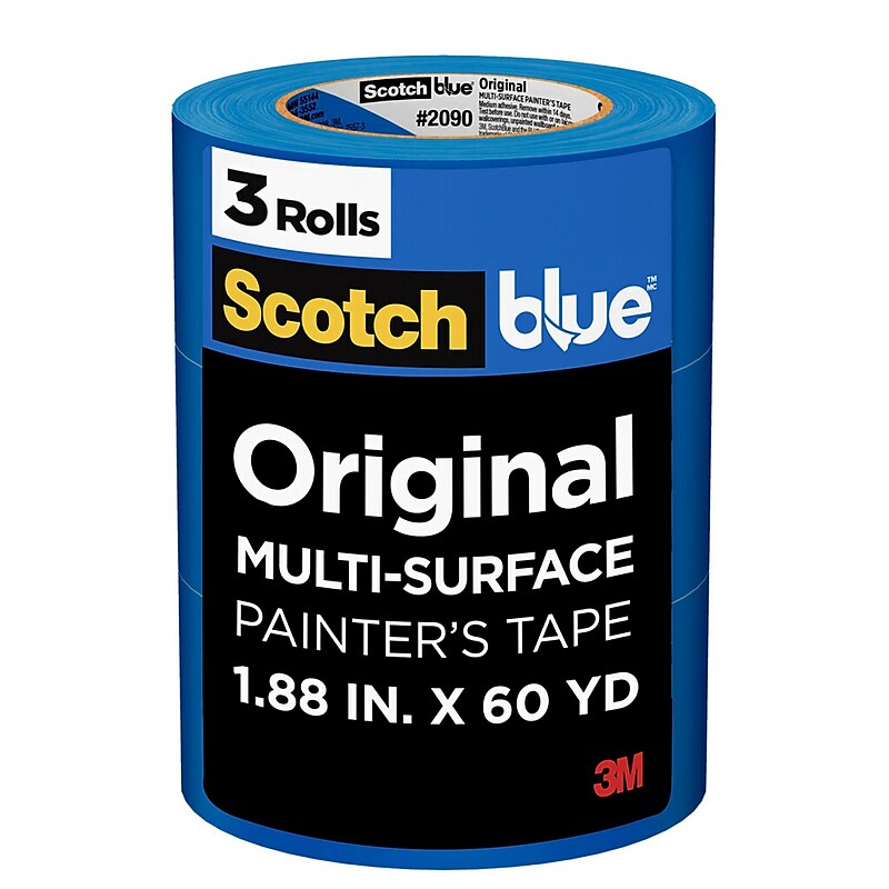 Scotch Blue Original Painter's Tape Value Pack, 1.88" x 60 yds., Blue, 3 Rolls/Pack (2090-48EP3) image 1