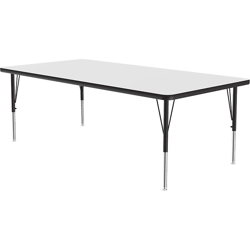 Correll Rectangular Activity Table, 72" x 36", Height-Adjustable, Frosty White/Black (A3672DE-REC-80) image 1