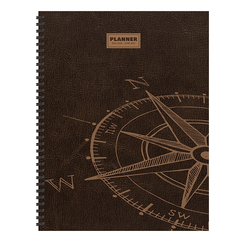 2026-2027 TF Publishing Leathered Compass 9" x 11" Academic Weekly & Monthly Planner, Paperboard Cover (AY27-9702) image 1