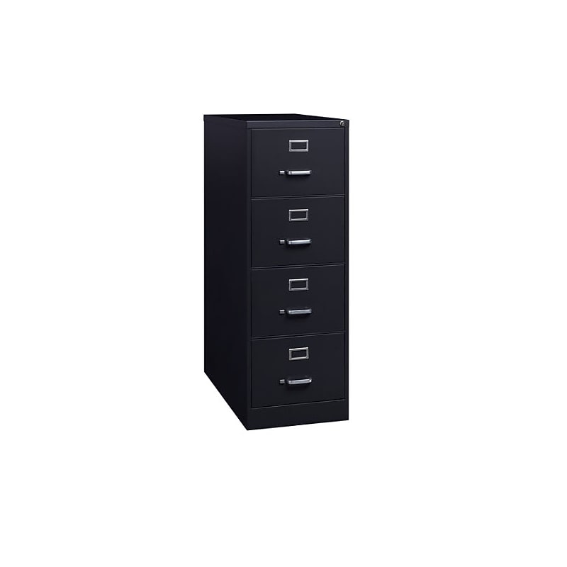 Lorell 4-Drawer Vertical File Cabinet, Legal Size, Lockable, 52"H x 18"W x 26.5"D, Black (LLR60198) image 1