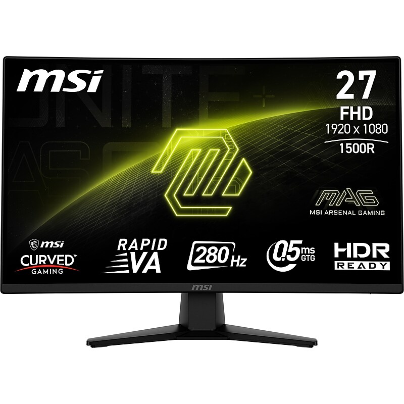 MSI MAG 274CXF 27" Curved FHD Rapid VA 280Hz LED FreeSync Premium Gaming Monitor, HDR Ready, Metallic Black (MAG 274 image 1