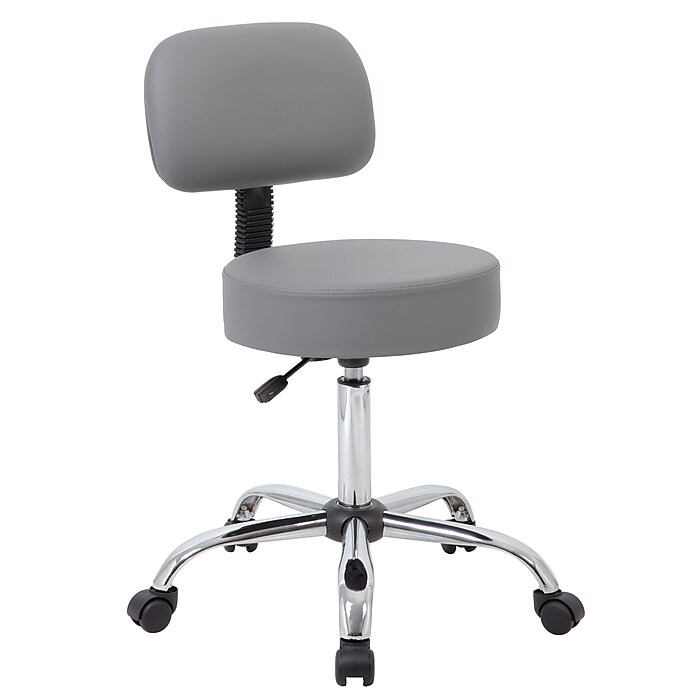 Boss Caressoft Armless Medical Stool with Backrest, Gray (B245-GY