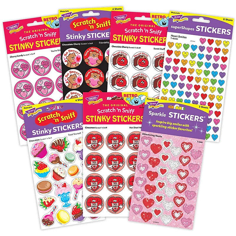 Trend Enterprises Valentine's Mixed Stickers Set, Multicolored, 1064/Pack (T-33013) image 1