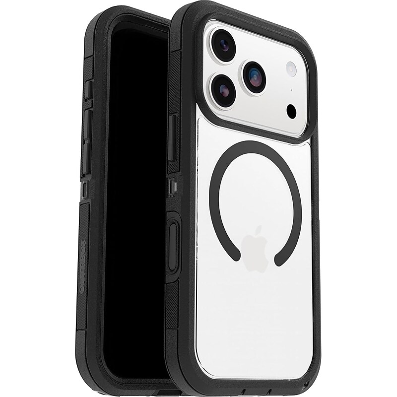OtterBox Defender Series Pro XT Clear MagSafe Case for iPhone 17 Pro, Shock Absorbing, Clear/Black (77-98518) image 1