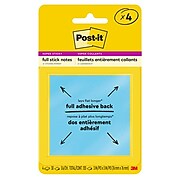 Post-it® Super Sticky Full Stick Notes, 3" x 3", Energy Boost Collection, 25 Sheets/Pad, 4 Pads/Pack (F330-4SSAU)