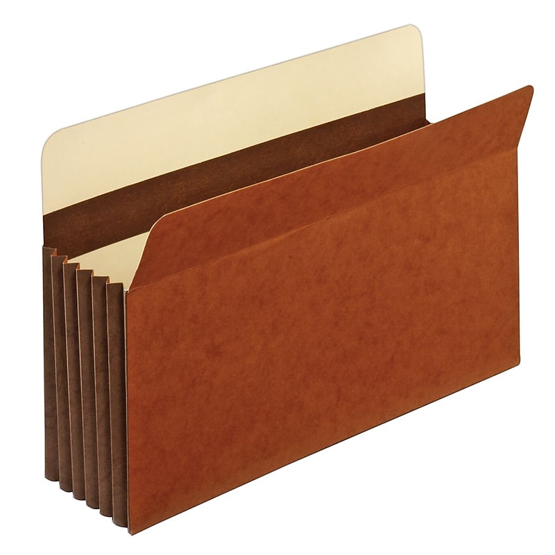 Staples Heavy-Duty Reinforced File Pocket, 5.25" Expansion, Legal Size, Brown, 10/Box (ST704401) image 1