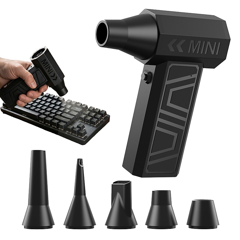 Purely D40 Portable Wireless Air Duster - 105,000 RPM High-Speed Handheld Dust Blower with 5 Nozzles, Black (PKBAD40) image 1