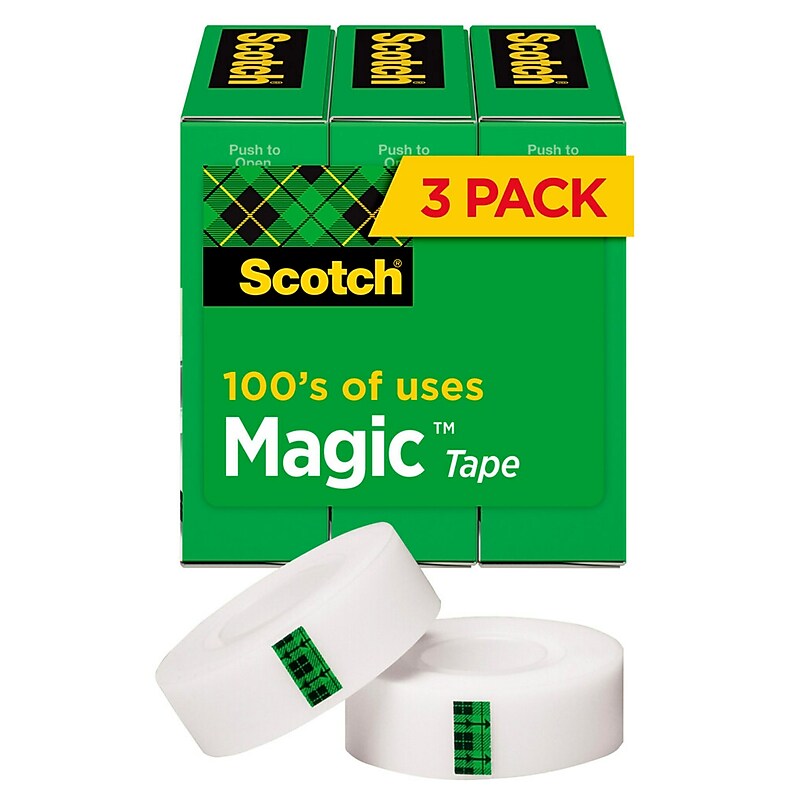 Scotch Magic Invisible Clear Tape Refill, 1" x 72 yds., 3" Core, Clear, 3 Rolls/Pack (810-72-3PK) image 1