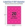 Avery Laser/Inkjet Round Multipurpose Labels, 1.75" Dia., Neon Magenta, 800/Pack (94509)~#|#~B50E4879-7C3A-4E17-971AF27DAAD3874D_sc7
