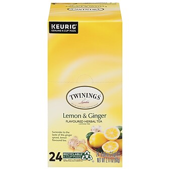 Twinings of London Lemon & Ginger Herbal Tea, Keurig K-Cup Pods, 24/Box (F11019)