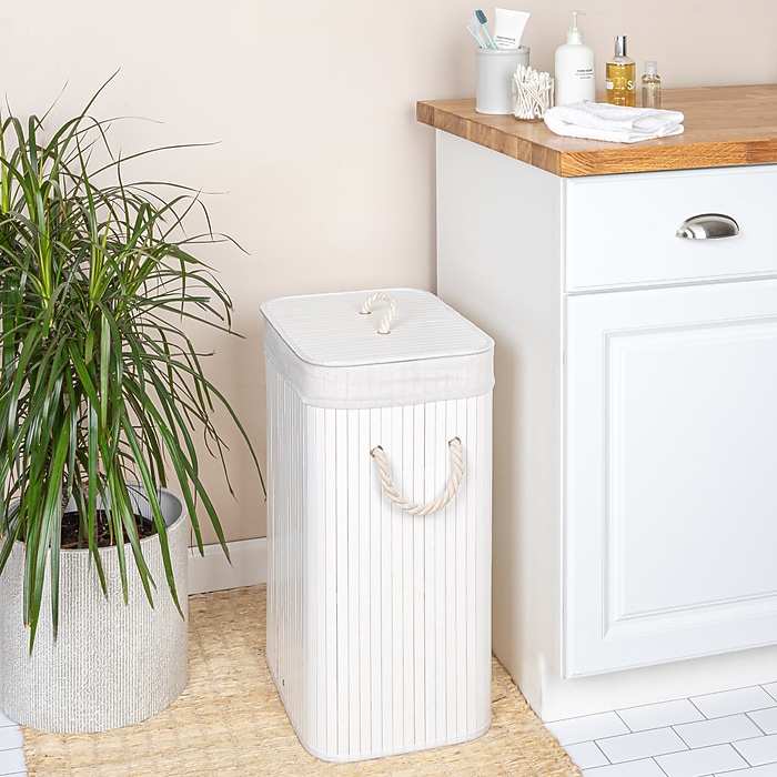 Household Essentials 19-Gallon 1-Section Hamper with Lid, Bamboo