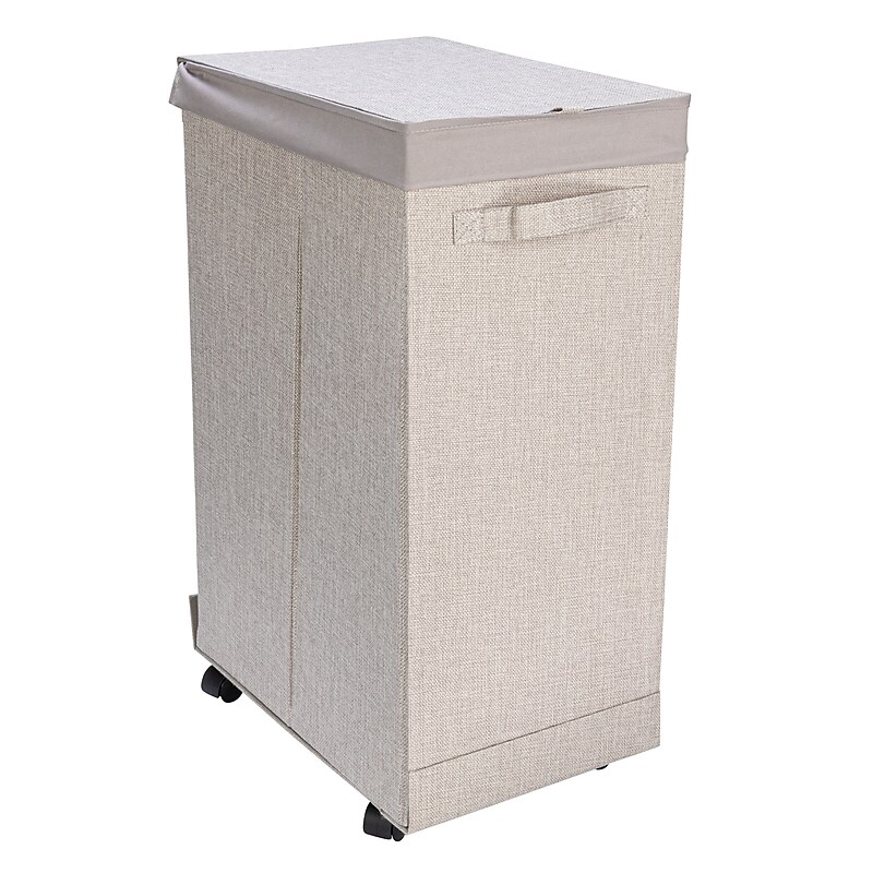 Household Essentials Rolling Hamper with Lid, Silver (HE1056) image 1