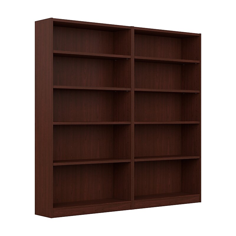 Bush Furniture Universal 72"H 5-Shelf Bookcase with Adjustable Shelves, Vogue Cherry, 2/Set (UB003VC) image 1