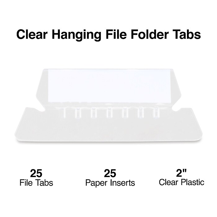 Staples® Hanging File Folder Tabs, Clear, 25/Pack (ST117796-CC