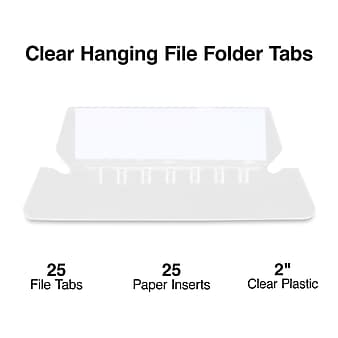 Staples Hanging Folder Tabs, 2" x 0.63", Clear, 25/Pack (TR117796)