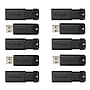 Verbatim PinStripe 32GB USB 3.2 Type-A Flash Drives, Black, 10/Pack (70902)~#|#~B524E66A-BACA-4C1E-AF490CF0F9A5BA16_sc7